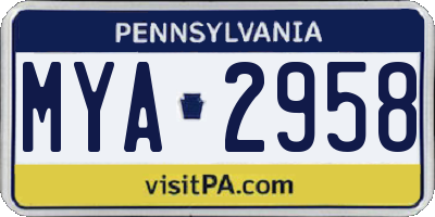 PA license plate MYA2958