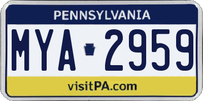 PA license plate MYA2959