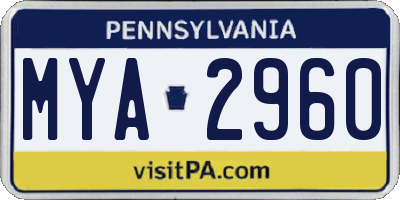 PA license plate MYA2960