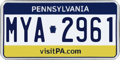 PA license plate MYA2961