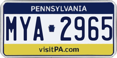 PA license plate MYA2965
