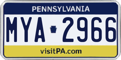 PA license plate MYA2966