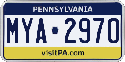 PA license plate MYA2970