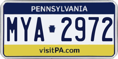 PA license plate MYA2972
