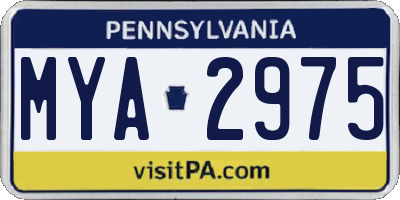 PA license plate MYA2975