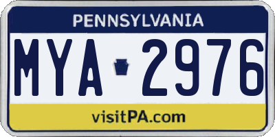 PA license plate MYA2976
