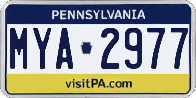 PA license plate MYA2977