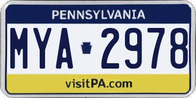 PA license plate MYA2978