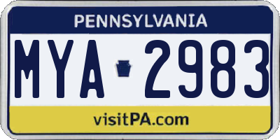 PA license plate MYA2983
