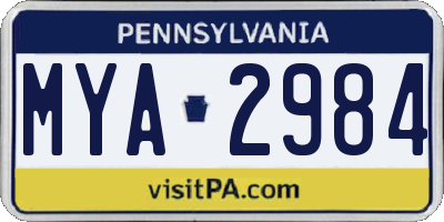 PA license plate MYA2984