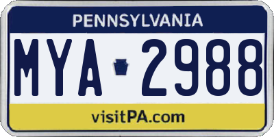 PA license plate MYA2988