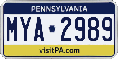 PA license plate MYA2989
