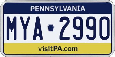 PA license plate MYA2990