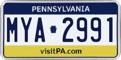 PA license plate MYA2991