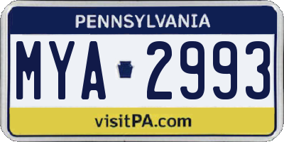 PA license plate MYA2993