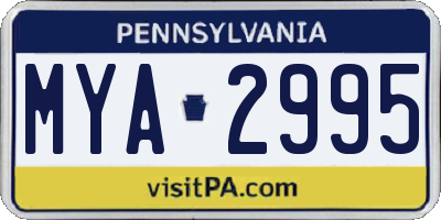 PA license plate MYA2995