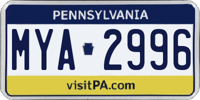 PA license plate MYA2996