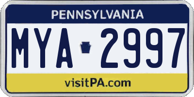 PA license plate MYA2997