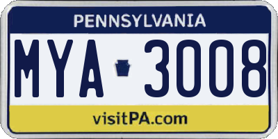 PA license plate MYA3008