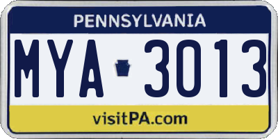 PA license plate MYA3013