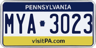 PA license plate MYA3023