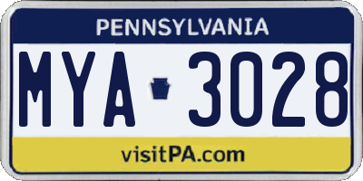 PA license plate MYA3028