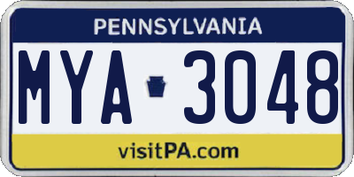 PA license plate MYA3048