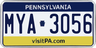 PA license plate MYA3056