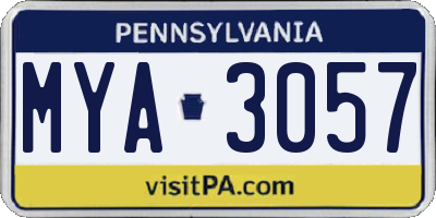 PA license plate MYA3057