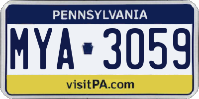 PA license plate MYA3059