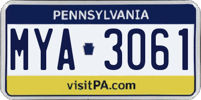 PA license plate MYA3061