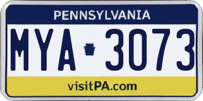 PA license plate MYA3073