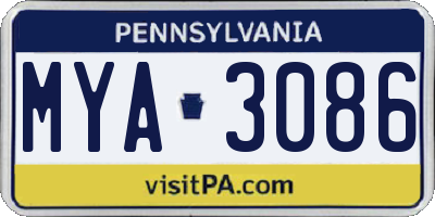 PA license plate MYA3086