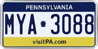 PA license plate MYA3088