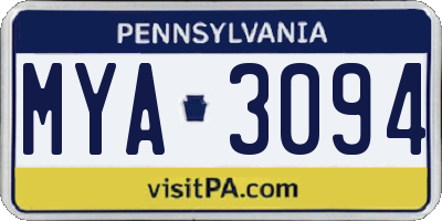 PA license plate MYA3094