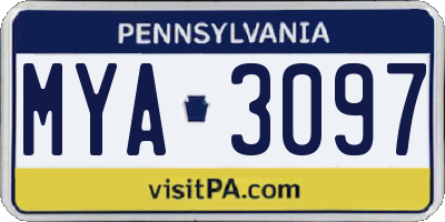 PA license plate MYA3097