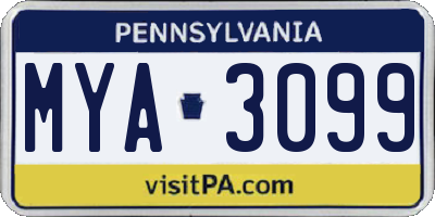 PA license plate MYA3099