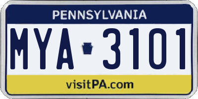 PA license plate MYA3101