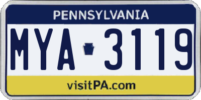 PA license plate MYA3119