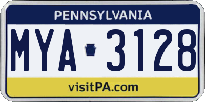 PA license plate MYA3128