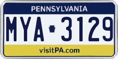 PA license plate MYA3129