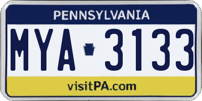 PA license plate MYA3133