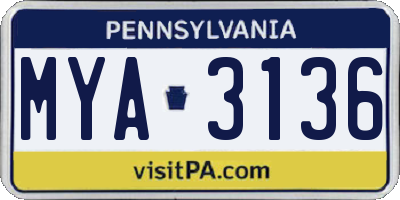 PA license plate MYA3136