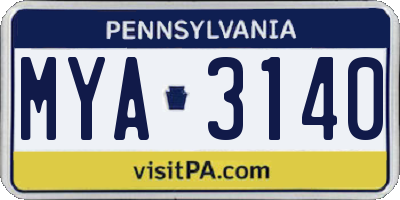 PA license plate MYA3140