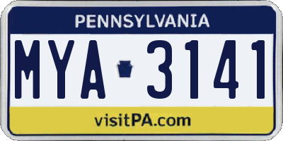 PA license plate MYA3141