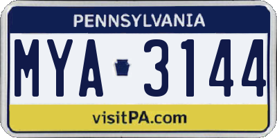 PA license plate MYA3144
