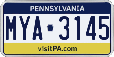 PA license plate MYA3145