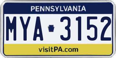 PA license plate MYA3152