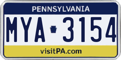 PA license plate MYA3154