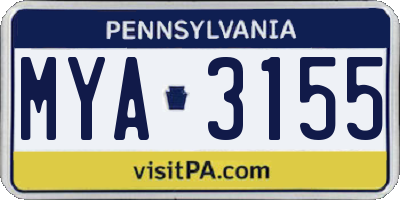 PA license plate MYA3155